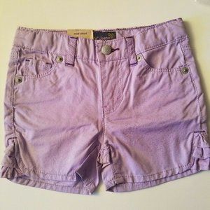 LEVI Girls 2T Jacky Glitter Midi Adjust Waist Shorts Lavender Stretch Denim Tags